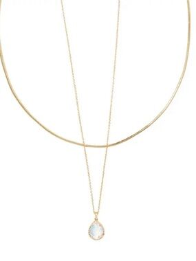 Kendra Scott x Target Gold Double Layer Necklace Dichroic Glass Stone